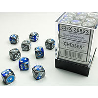 Chessex Gemini Blue & Steel w/White D6 Dice Set