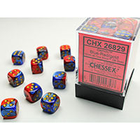 Chessex Gemini Blue & Red w/Gold D6 Dice Set