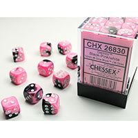 Chessex Gemini Black & Pink w/White D6 Dice Set