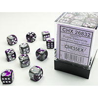 Chessex Gemini Purple & Steel/White D6 Dice Set