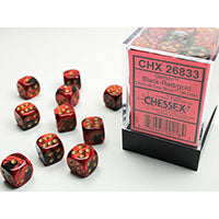 Chessex Gemini Black & Red w/Gold D6 Dice Set