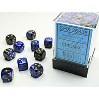 Chessex Gemini Black & Blue w/Gold D6 Dice Set