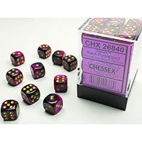 Chessex Gemini Black & Purple/Gold D6 Dice Set
