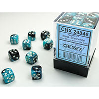 Chessex Gemini Black & Shell w/White D6 Dice Set