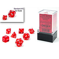 Chessex Mini Polyhedral 7-Die Set - Translucent Red & White