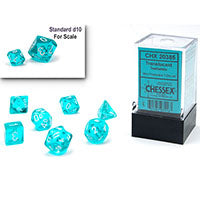 Chessex Mini Polyhedral 7-Die Set - Teal & White