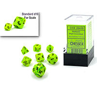 Chessex Mini Polyhedral 7-Die Set - Bright Green & Black