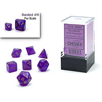 Chessex Mini Polyhedral 7-Die Set - Luminary Royal Purple & Gold