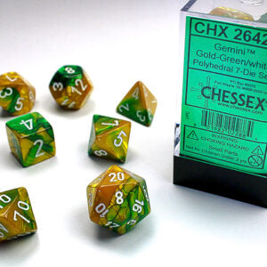 Chessex Gemini Gold-Green/White Poly Set