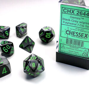 Chessex Gemini Black-Grey/Green Poly Set