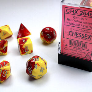 Chessex Gemini Red-Yellow/Silver Poly Set