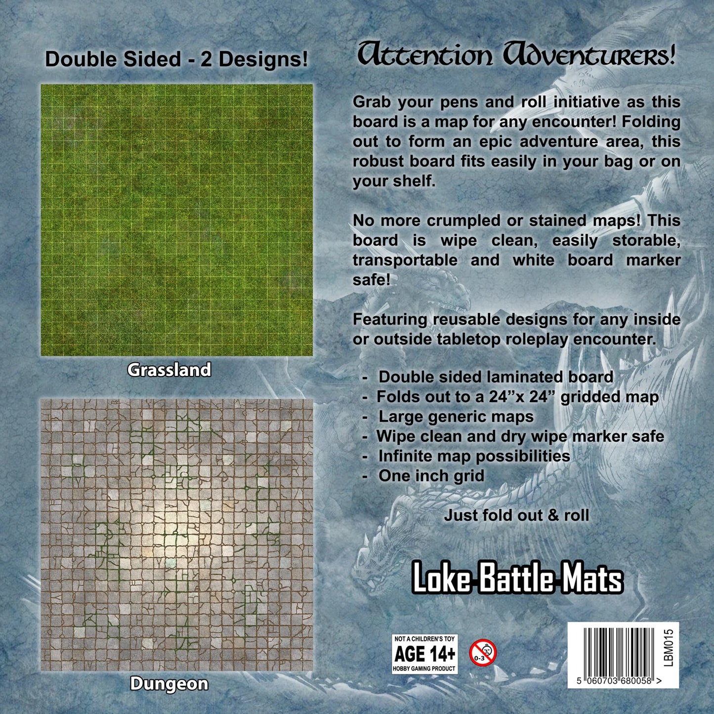 Battle Mat Board: Dungeon and Grass