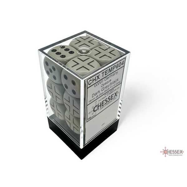 Chessex D6 WW2 Dice German Opaque Dark Grey/Black