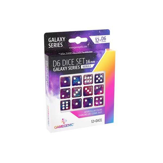 Galaxy Series – Nebula – D6 Dice Set 16mm (12pcs) Purple