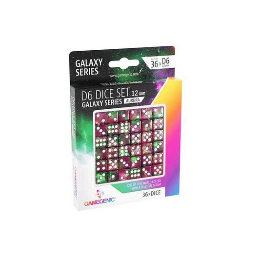 Galaxy Series – Aurora – D6 Dice Set 12mm (36pcs) Green/Purple
