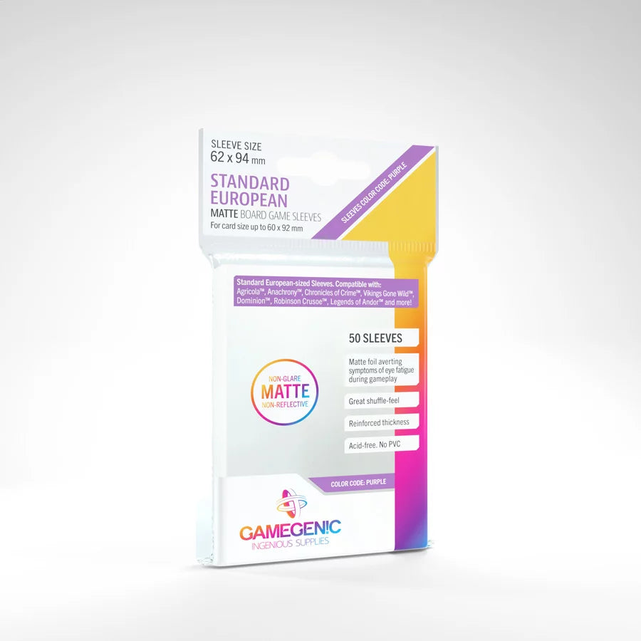 Gamegenic MATTE Standard European- Sized Sleeves 62mm x 94mm