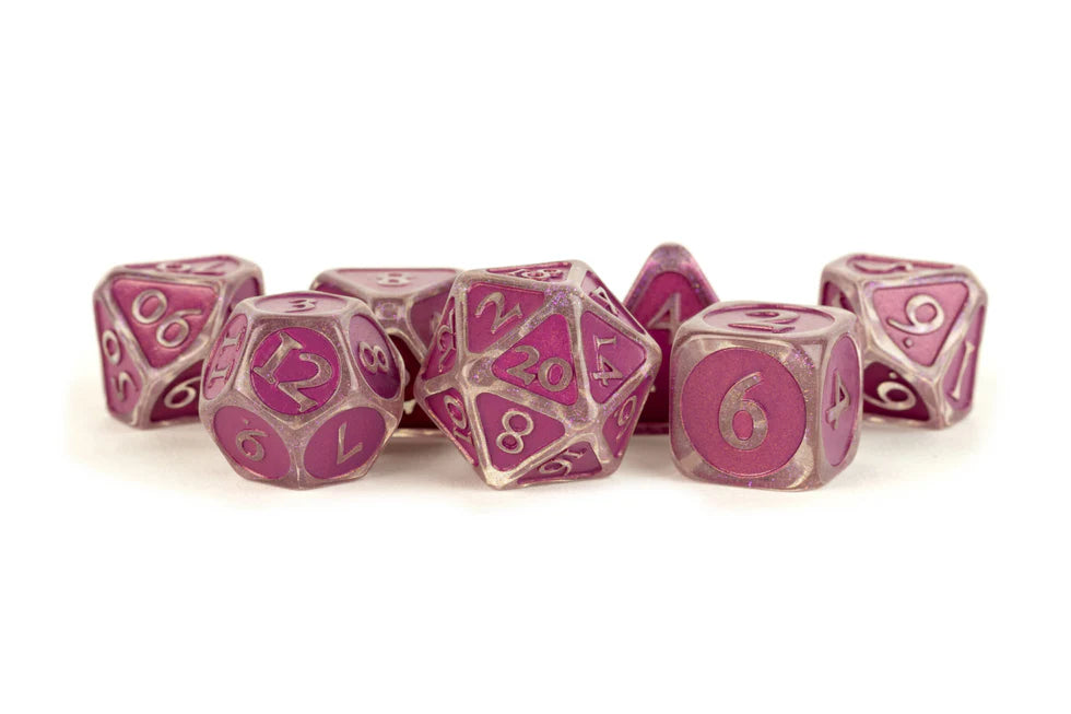 Fanroll - 16mm Enamel Acrylic Poly Dice Set: Ice w/ Purple Enamel