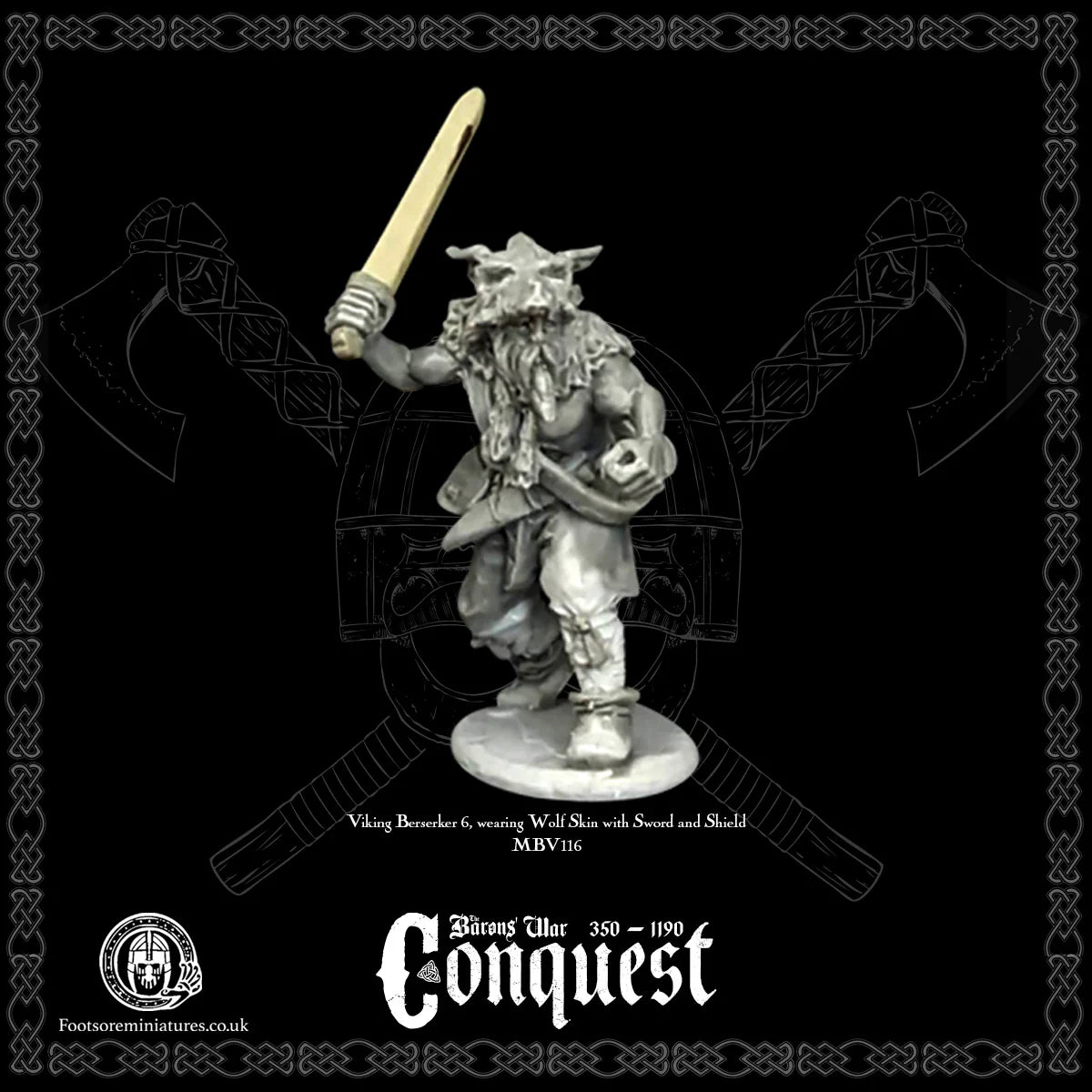 Viking Beserker 6, wearing Wolf Skin with Sword and Shield