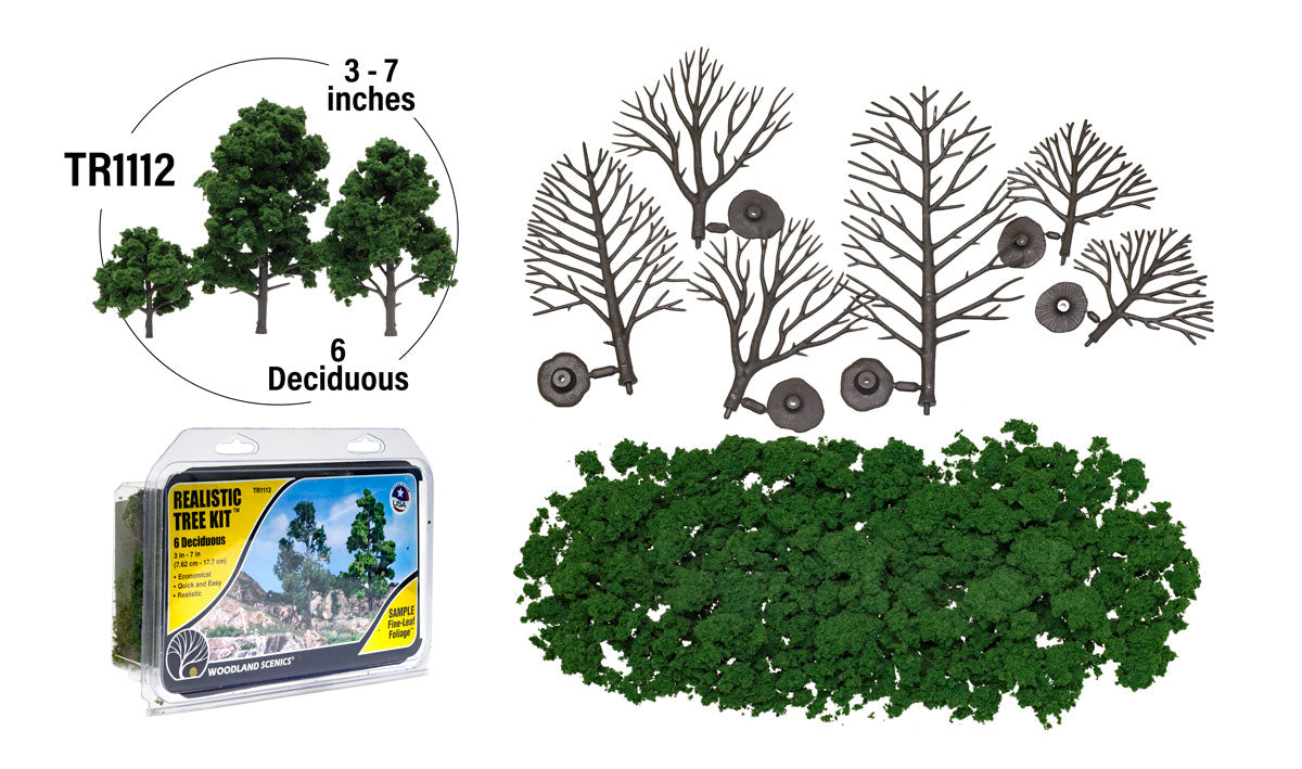 WTR1112 3"-7" Medium Green Deciduous Trees (6/Kit)