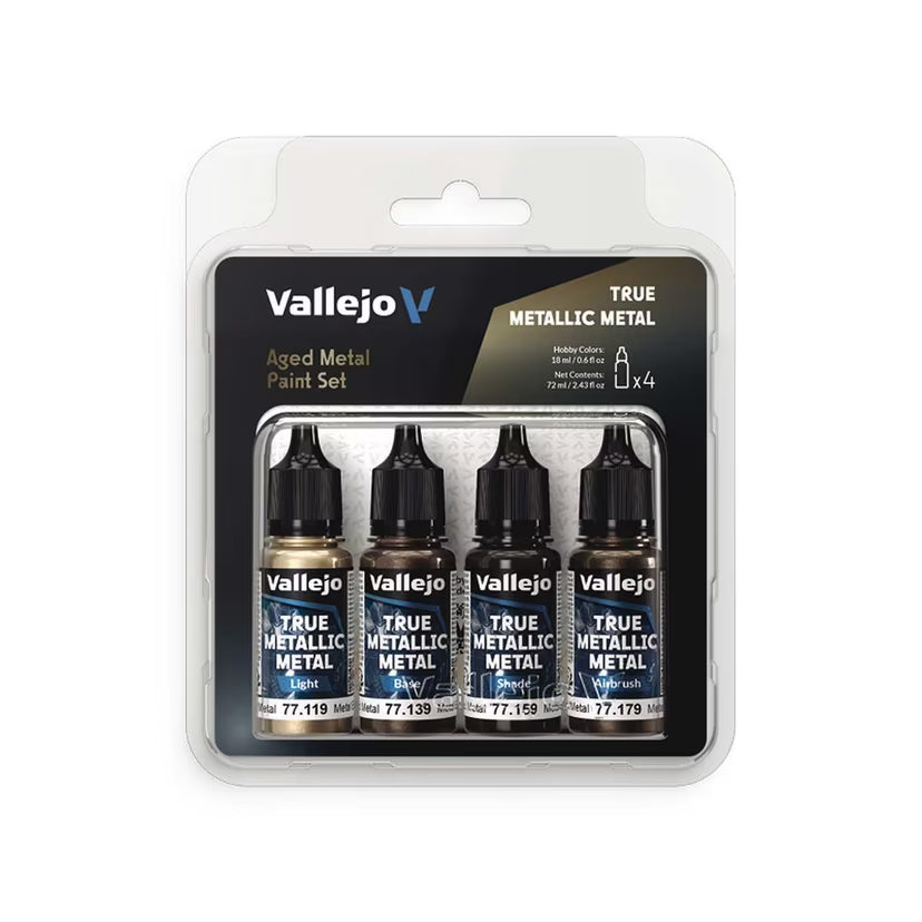 VAL77258 Aged Metal Paint Set x 4 Colours