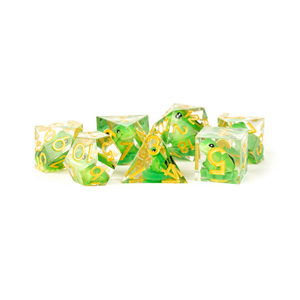 Fanroll - Handcrafted Sharp Edge Resin Dice Set: Frog Dice