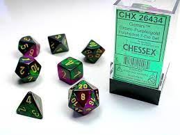 Chessex Gemini Green-Purple/Gold Poly Set