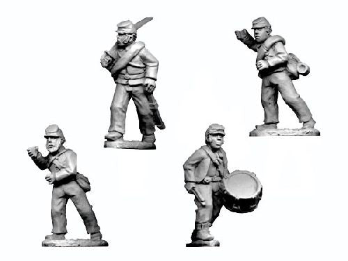 ACW024: ACW Infantry Command in Shirt & Kepi Advancing