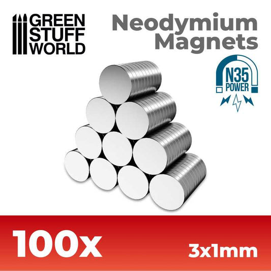 N35 Neodymium Magnets 3x1 (100)