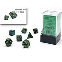 Chessex Mini Polyhedral 7-Die Set - Jade & Gold