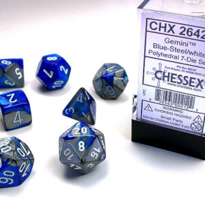 Chessex Gemini Blue-Steel/White Poly Set