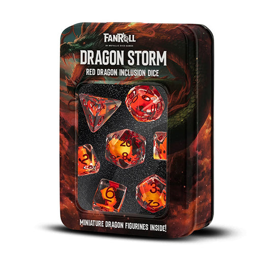 Fanroll - Dragon Storm Inclusion Resin Dice Set - Red Dragon