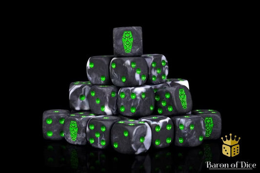 Baron of Dice: Day of the Dead Green Coffin Dice Set