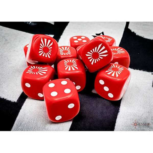 Chessex D6 WW2 Dice Japan Opaque Red/White