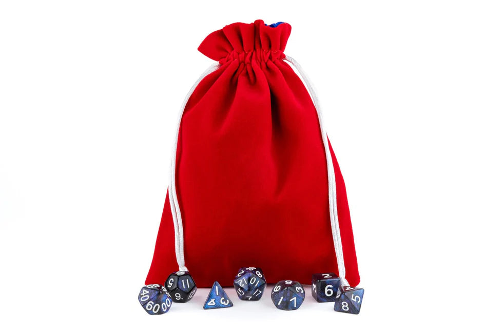 Fanroll - Large Velvet Dice Bag - Red w/ Blue Satin