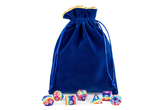 Fanroll - Large Velvet Dice Bag - Blue w/ Gold Satin