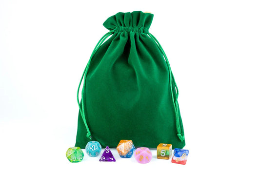 Fanroll - Large Velvet Dice Bag - Green w/ Gold Satin