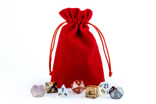 Fanroll - Small Velvet Dice Bag - Red w/ Gold Satin