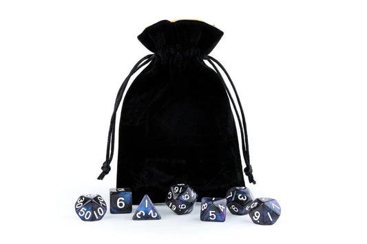 Fanroll - Small Velvet Dice Bag - Black w/ Gold Satin