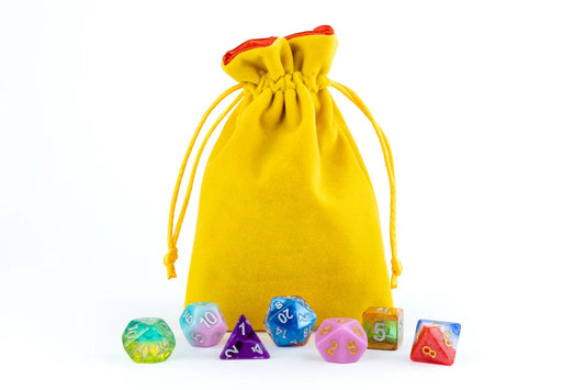Fanroll - Small Velvet Dice Bag - Gold w/ Red Satin