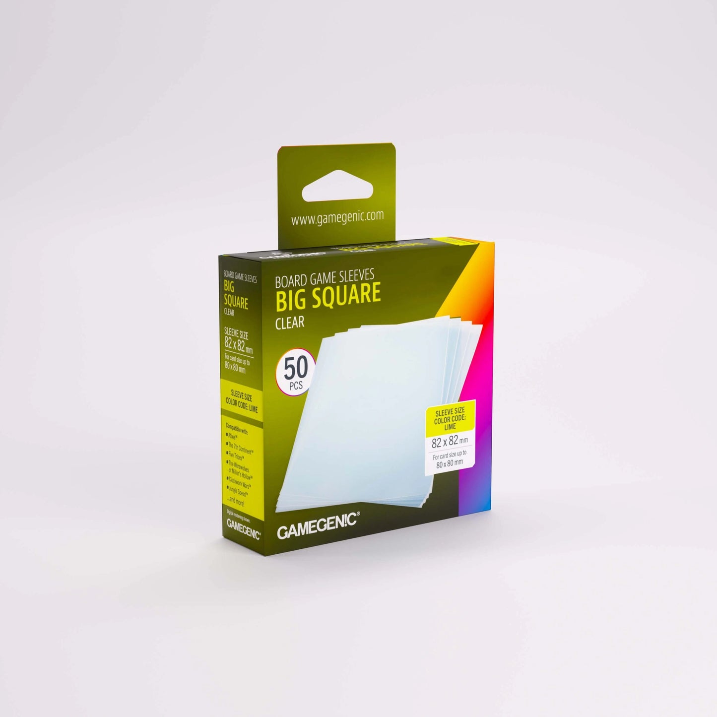 Gamegenic Board Game Sleeves Big Square Clear Prime (100 ct.)