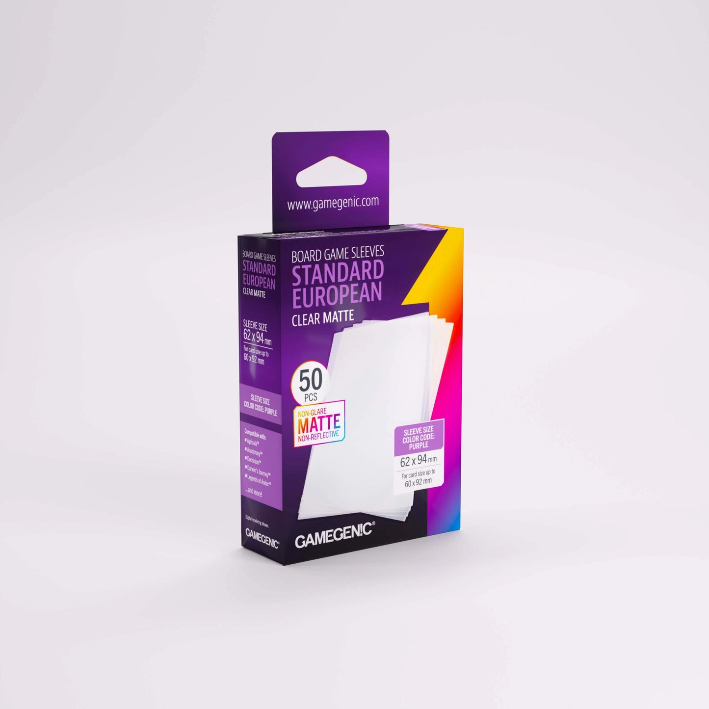 Gamegenic Board Game Sleeves Standard European Clear Matte (100 ct.)