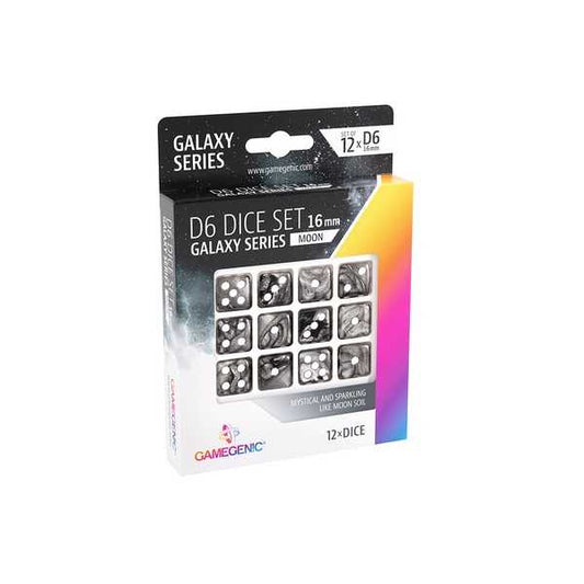 Galaxy Series – Moon – D6 Dice Set 16mm (12pcs) Black