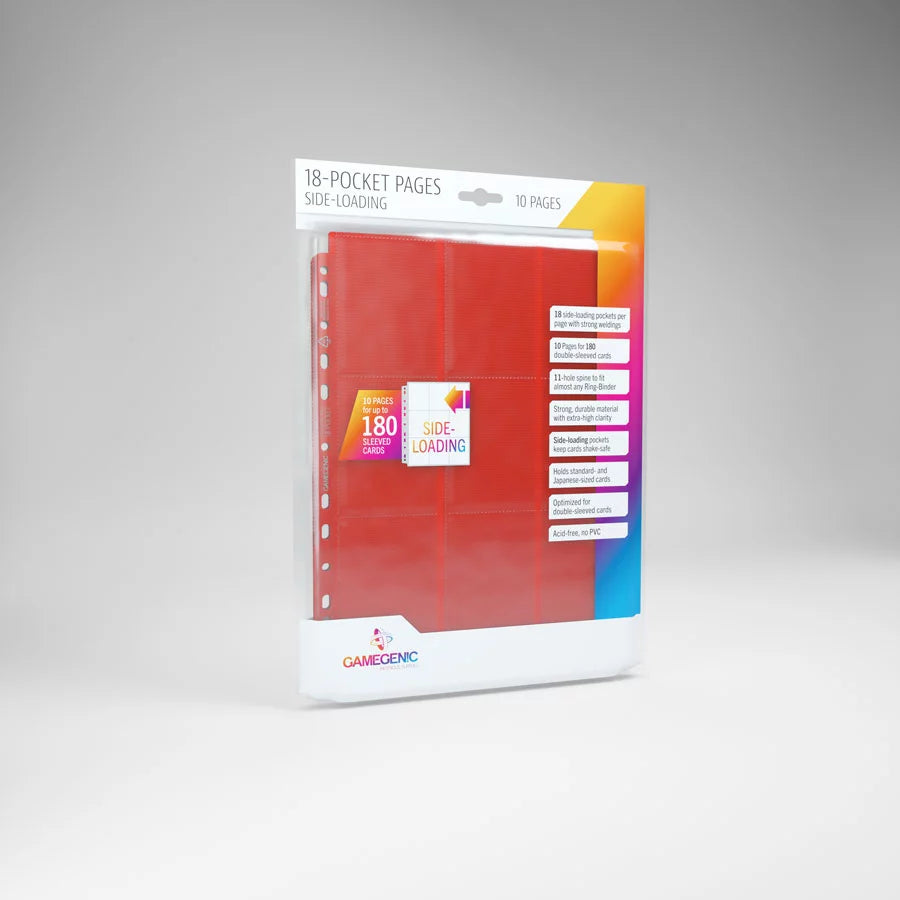 Gamegenic 18-Pocket Pages Side-Loading Red