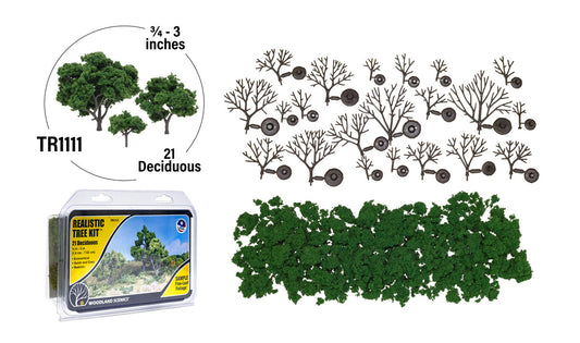 WTR1111 ¾"-3" Medium Green Deciduous Trees (21/Kit)