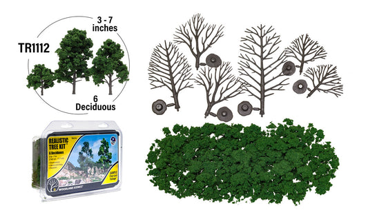 WTR1112 3"-7" Medium Green Deciduous Trees (6/Kit)