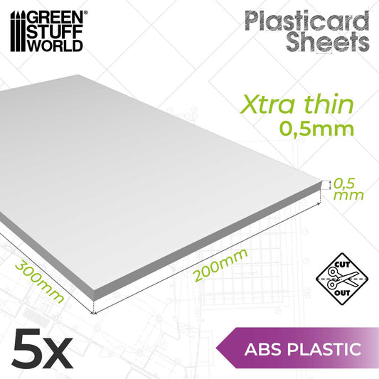ABS Plasticard A4 – 0.5 mm COMBO x 5 sheets