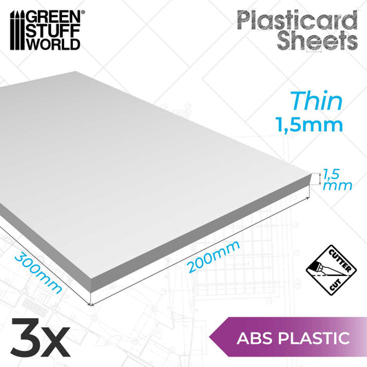 ABS Plasticard A4 – 1.5 mm COMBO x 3 sheets