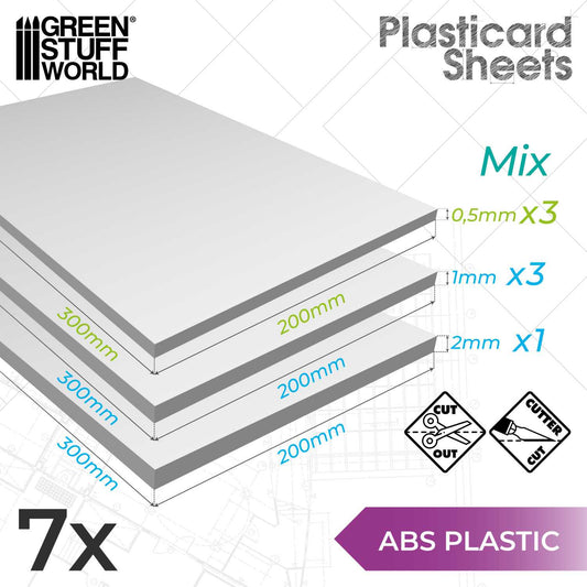 ABS Plasticard A4 – Variety 7 sheets COMBO