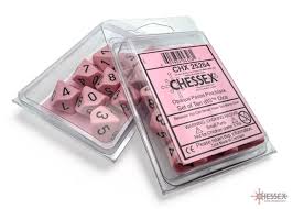 Chessex Opaque Pastel Pink/Black d10 (Set of 10)