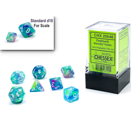 Chessex Mini Polyhedral 7-Die Set - Waterlily White